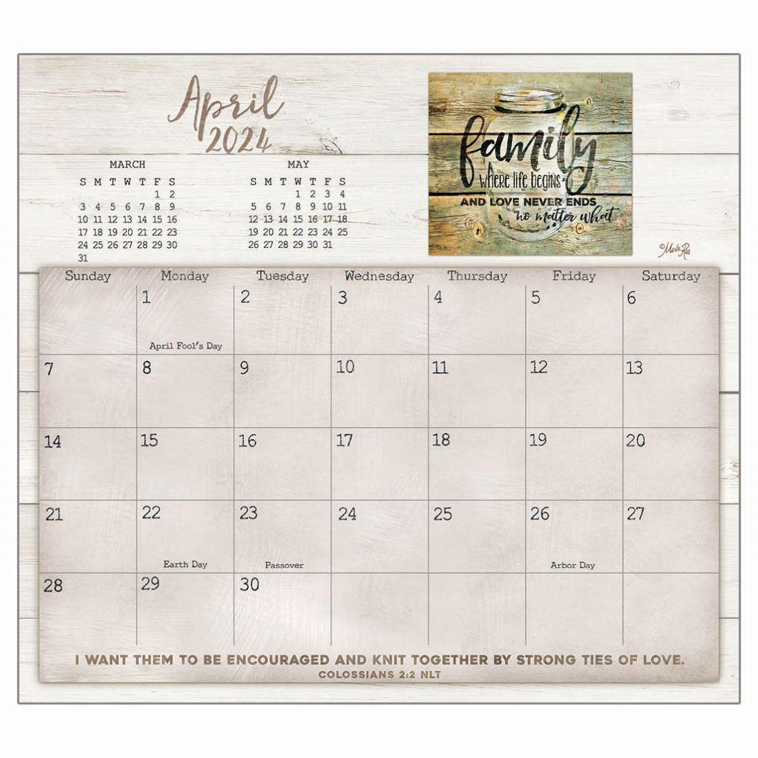Faith and Family 2024 Magnetic Calendar Pad