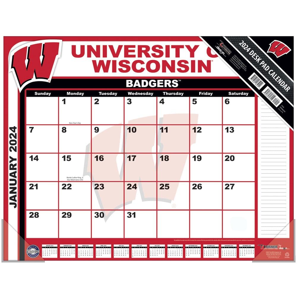 Wisconsin Badgers 2024 Desk Pad