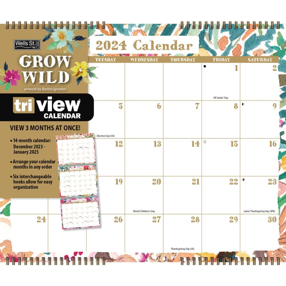 Grow Wild Triview 2024 Wall Calendar