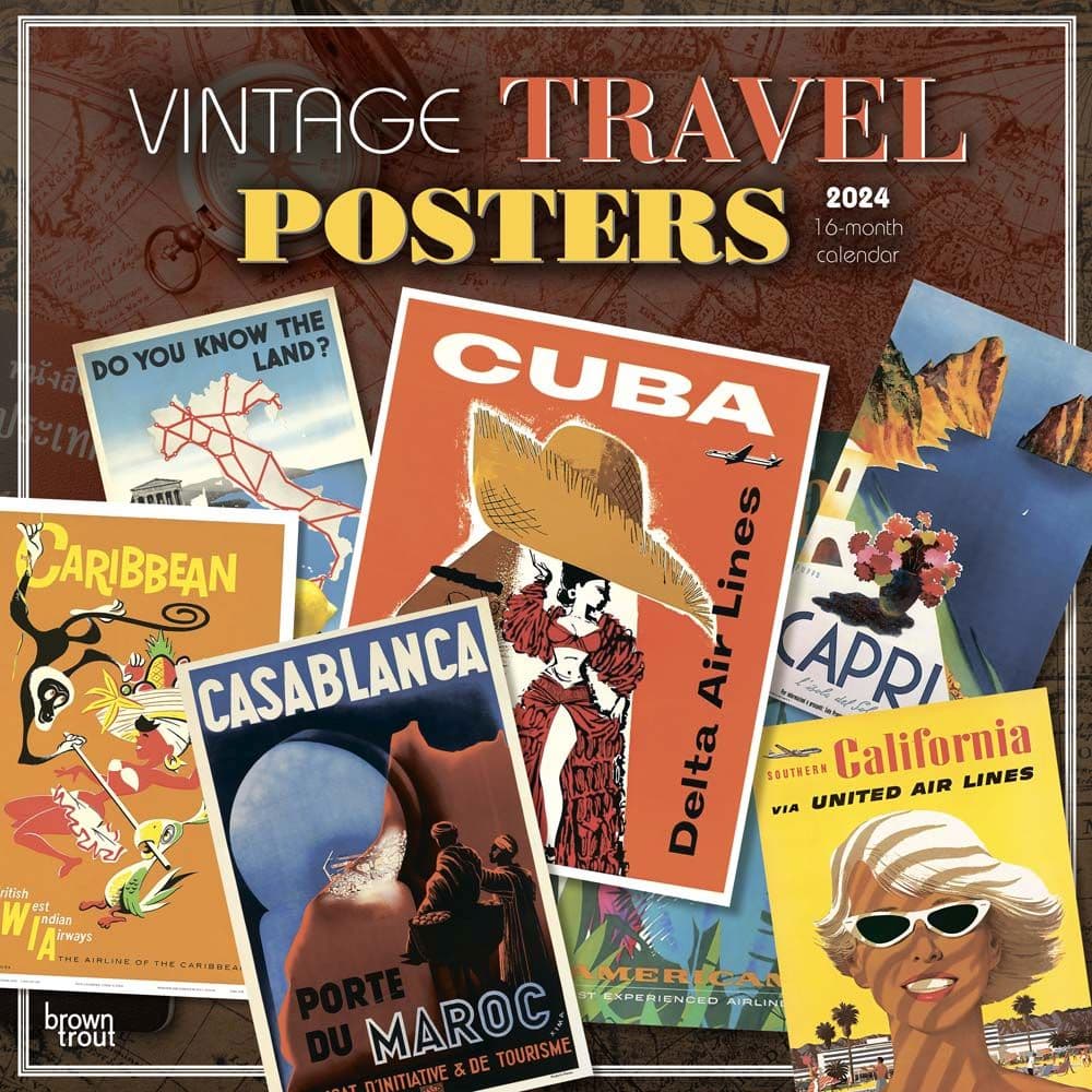 Vintage Travel Posters 2024 Poster Wall Calendar