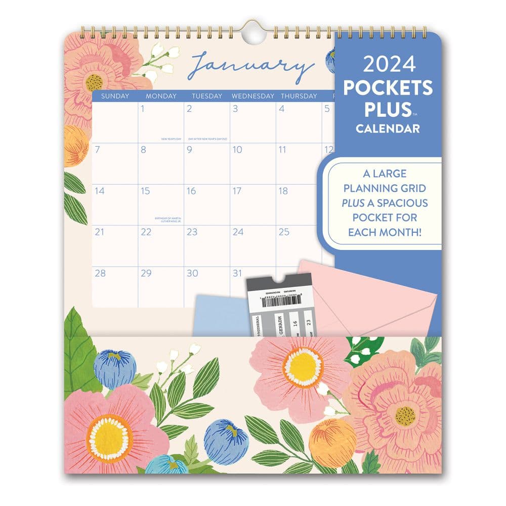 Bella Flora Pocket Plus 2024 Wall Calendar