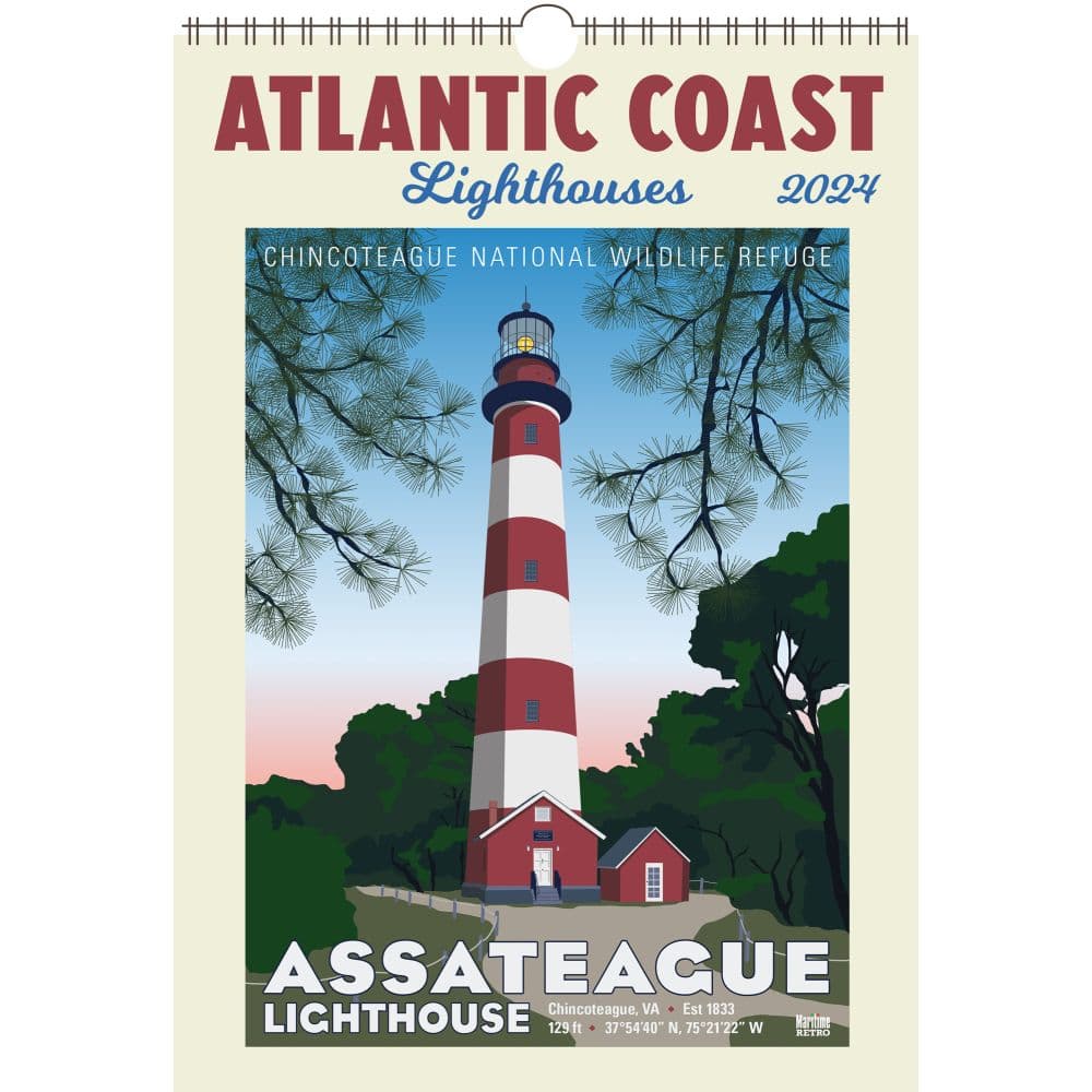 Atlantic Coast Lighthouses Poster 2024 Wall Calendar