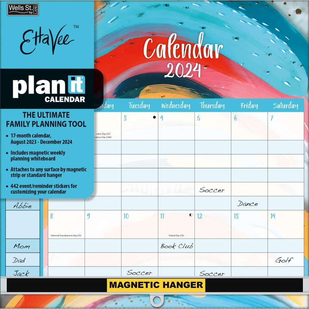 Ettavee Plan It 2024 Wall Calendar Organizer