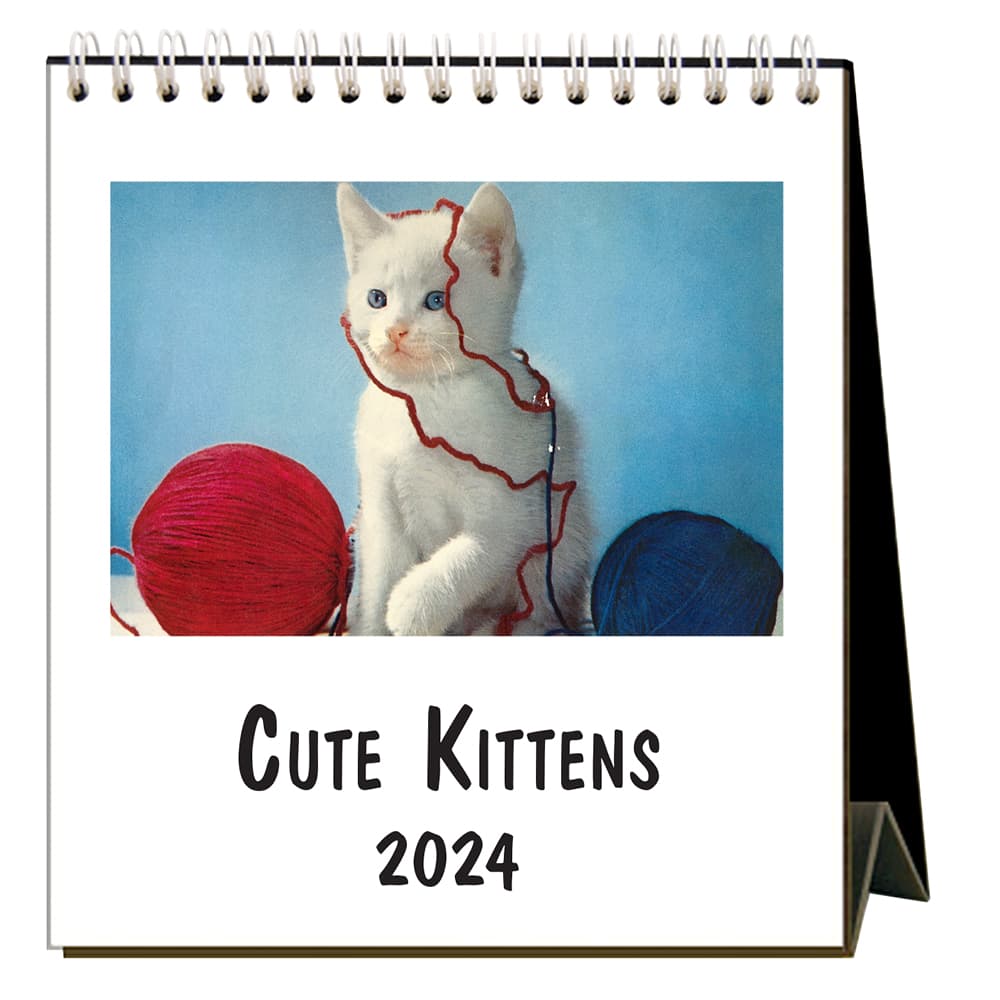 Cute Kittens Nostalgic 2024 Easel Desk Calendar