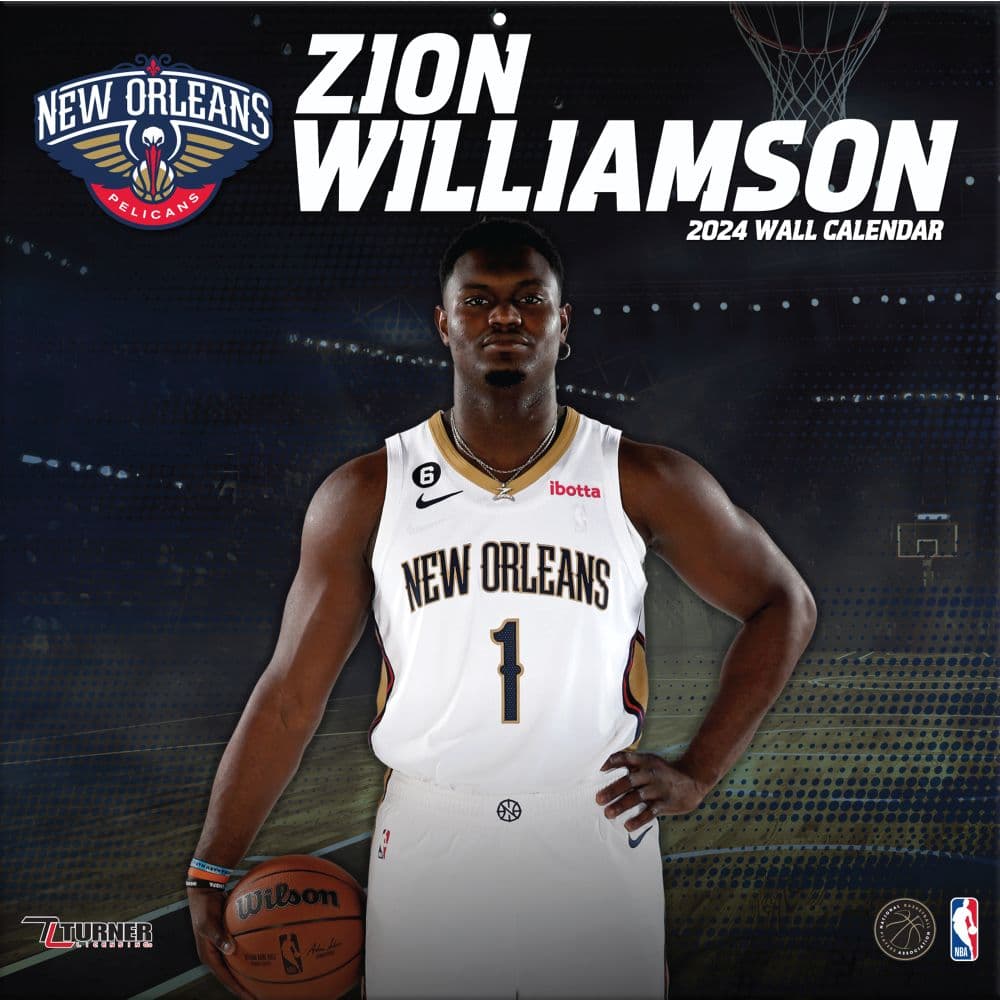 NBA Pelicans Zion Williamson 2024 Wall Calendar