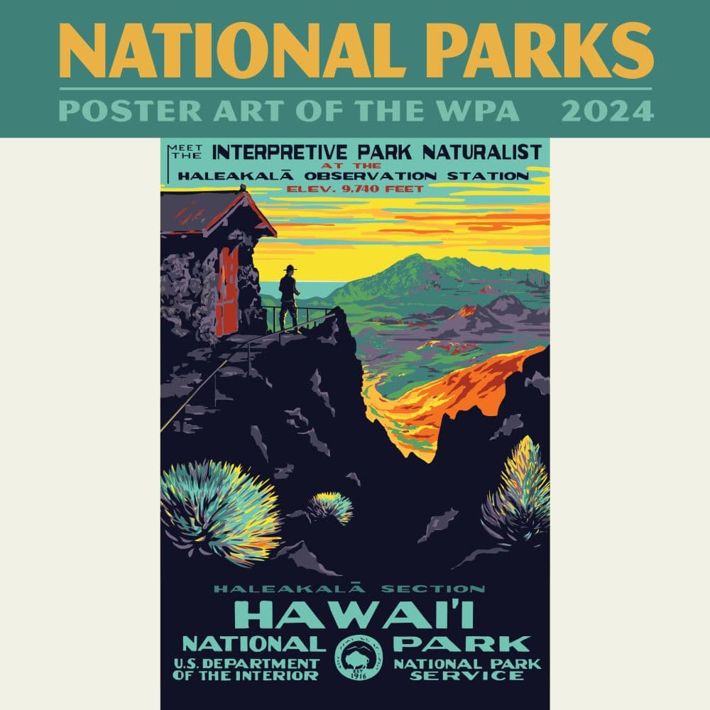 Natl Parks Poster Art WPA 2024 Mini Wall Calendar