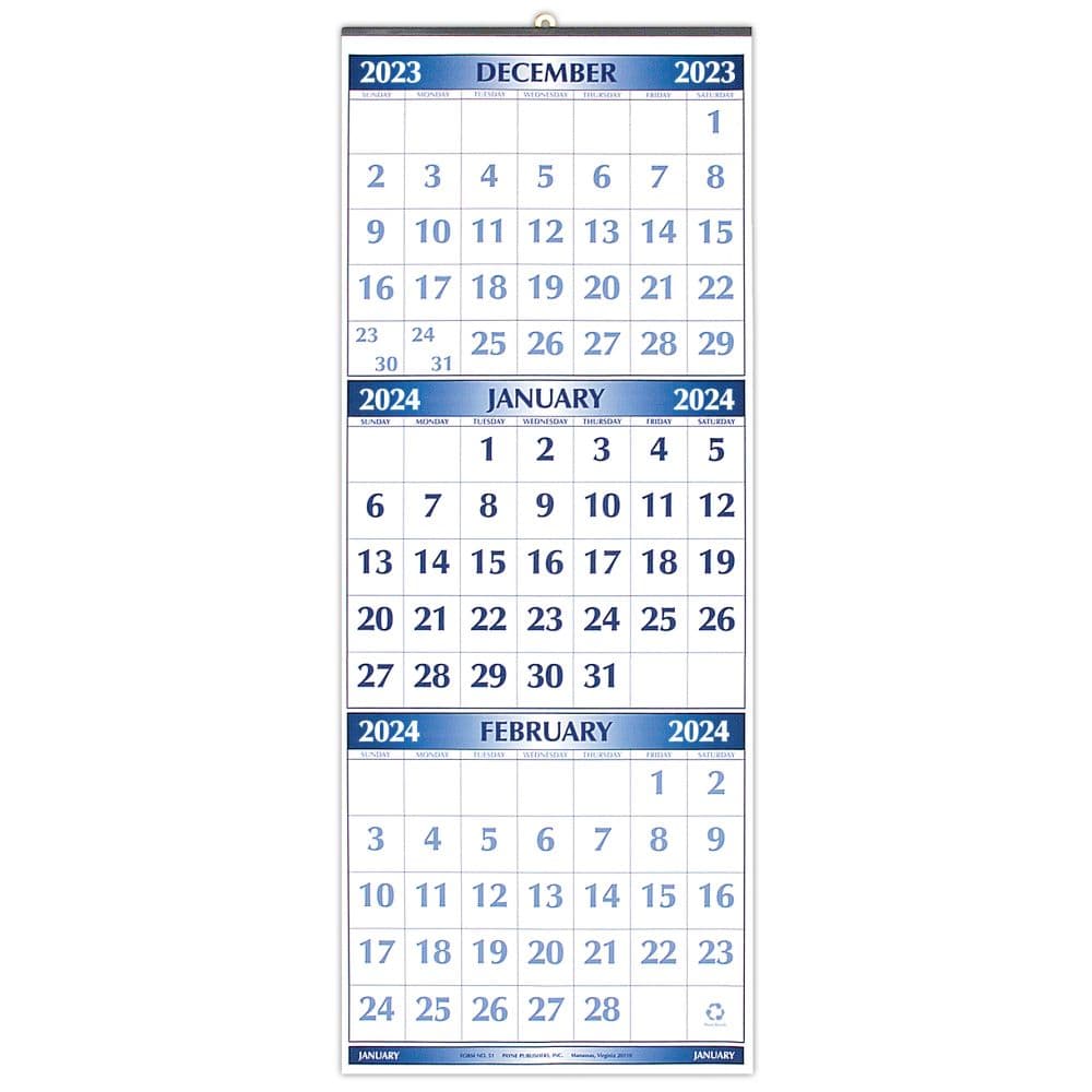 Three Month 2024 Wall Calendar