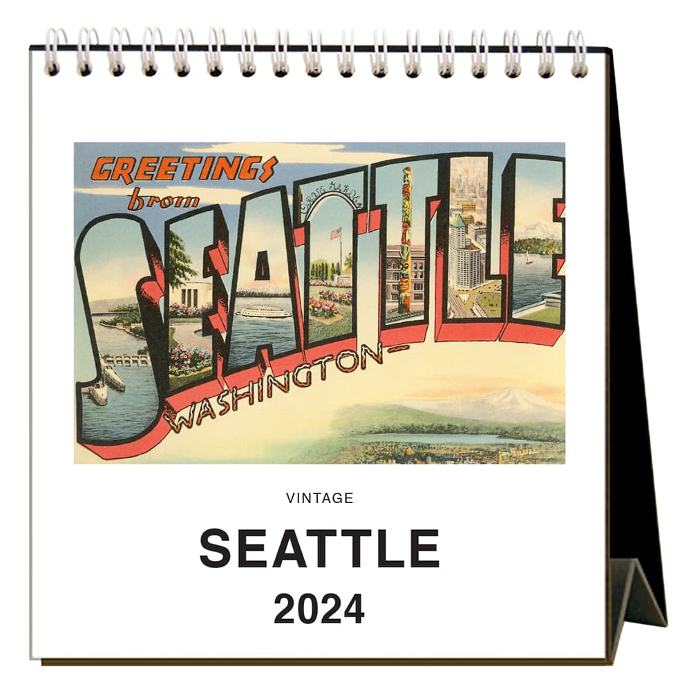 Seattle Nostalgic 2024 Easel Desk Calendar