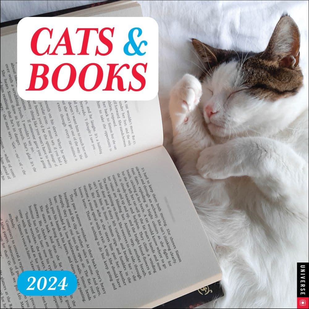 Cats and Books 2024 Wall Calendar